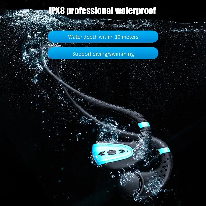 

True Bone Conduction Headphone Built-in Memory 8G IPX8 Waterproof MP3 Music Player Swimming Diving Earphone For XiaoMi Huawei