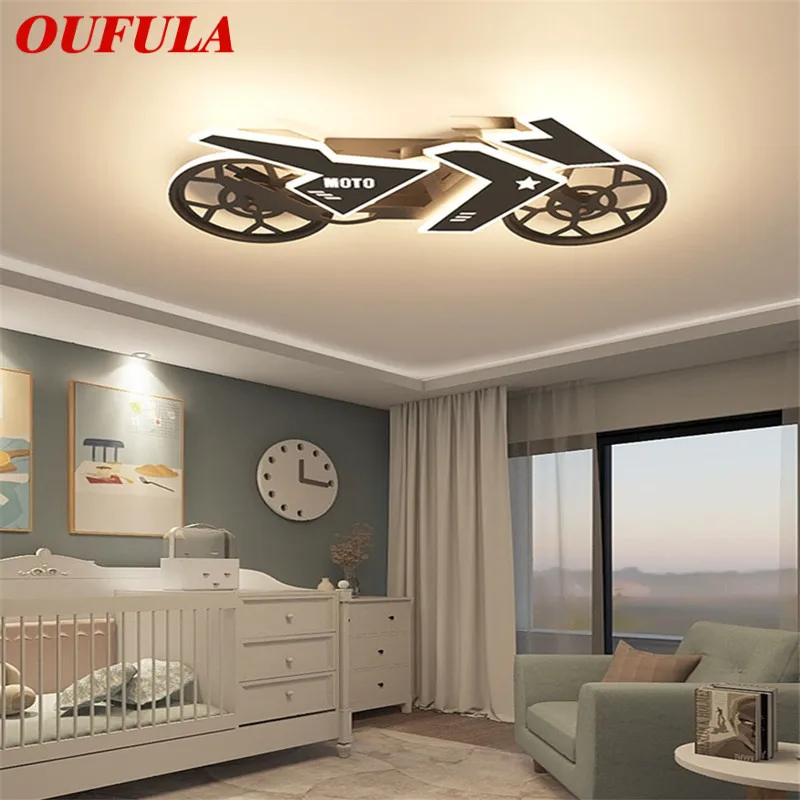 

Детская мотоциклетная потолочная Светодиодная лампа OUFULA, креативный мультяшный светильник для детской комнаты, детского сада, с регулируе...
