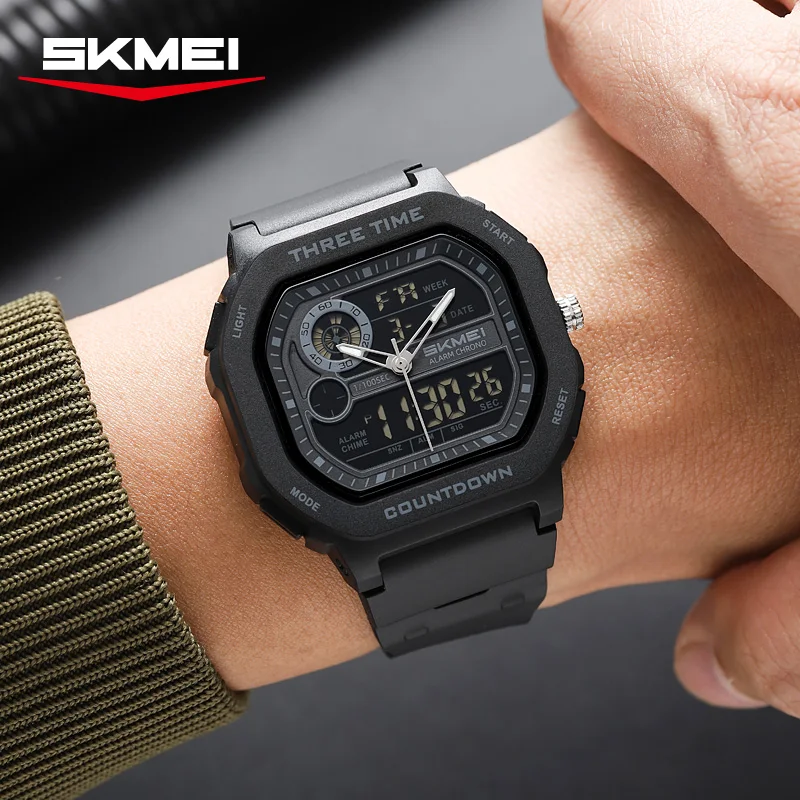 Фото Мужские спортивные часы SKMEI 2641 с новым хронографом, будильником, LED-дисплеем, цифровым таймером обратного отсчета, многофункциональные наручные часы. №4