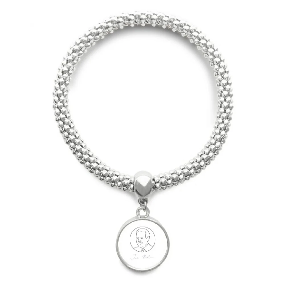 

Индивидуальный маленький серебряный браслет с изображением Иосифа, США, президент США, подвеска, ювелирные изделия, цепочка, регулируемый б...