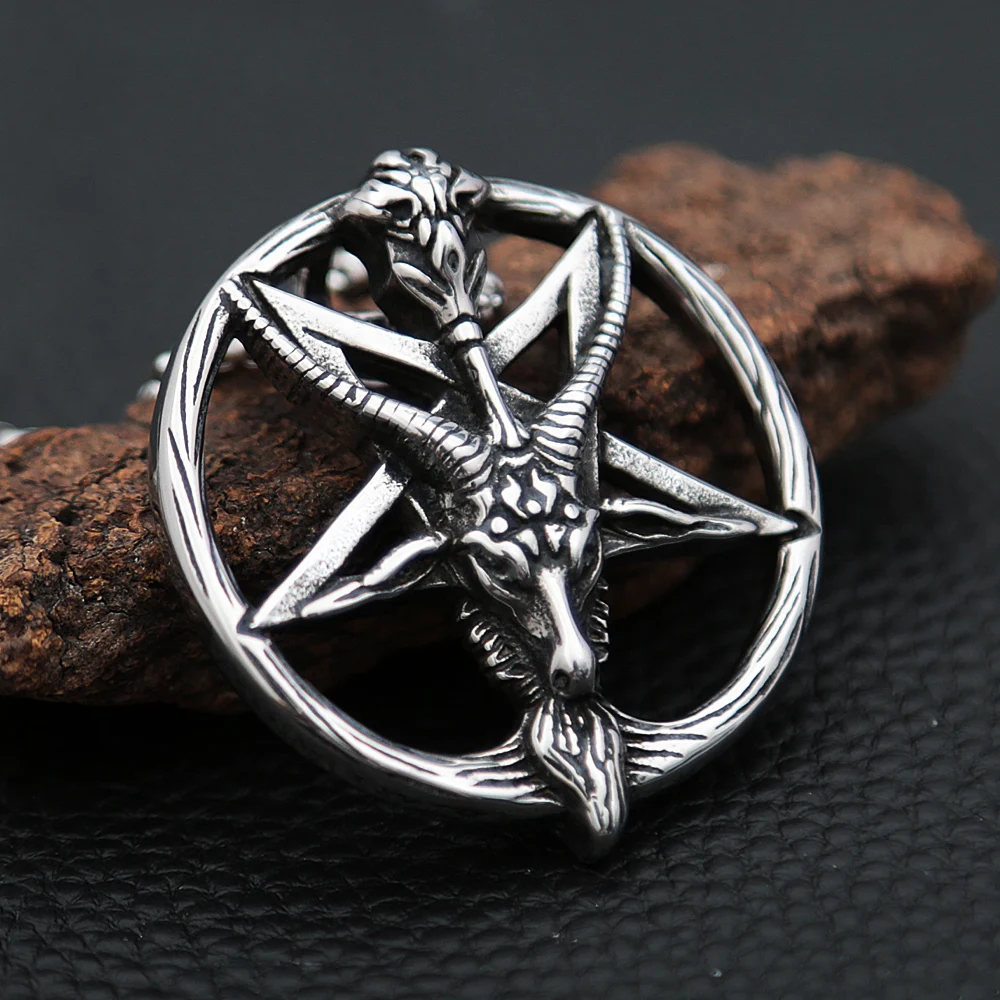 

Gothic Skull Satan Necklace Men Boys Retro Stainless Steel Goat Head Pendant Necklace Fashion Goth Jewelry Chain Gift