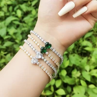 leeker classic gold silver color tennis bracelet for women green white cubic zirconia fashion jewelry 2022 new arrival 219 lk2