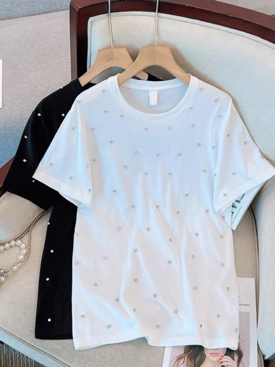 Женская блузка с коротким рукавом белая черная розовая свободного покроя