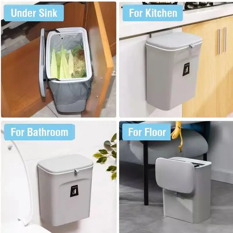 wall mounted trash can bag kitchen cabinet storage smart bucket bathroom recycling trash bins trashcan yмный дом