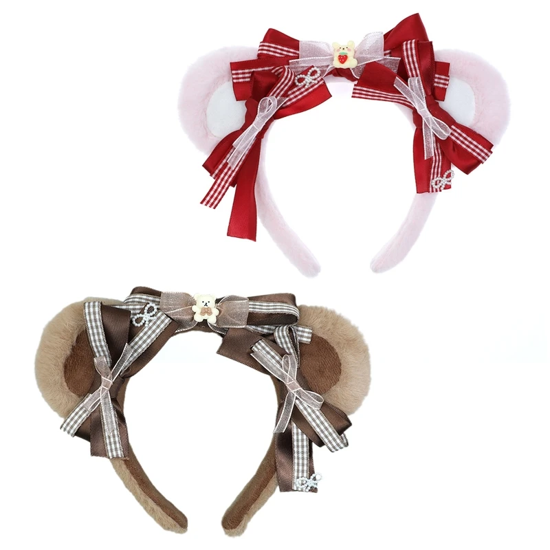 

Lolita Hair Hoop Cute Rabbit/ Bear Ears Bowknot Headband for Street Shooting