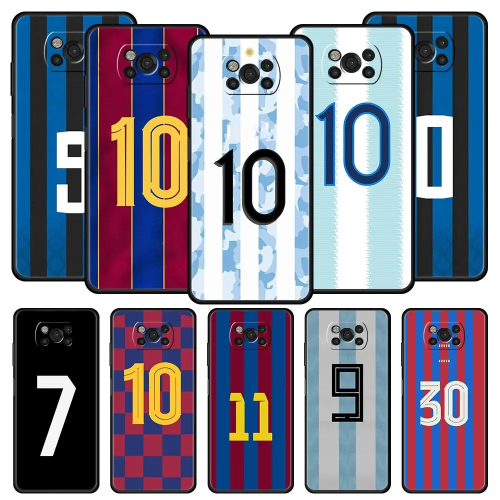

FootBall Number 7 10 30 Phone Case For Xiaomi Mi Poco X3 NFC M3 F4 F3 M4 X4 5G Note 10 12 Lite 11 11T 10T 13 12T Pro 9T Cover