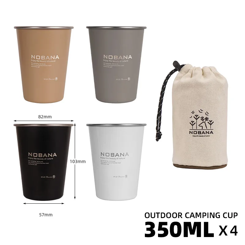 

Outdoor Camping Cup 4-piece Set 304 Stainless Steel Cup Camping Picnic Barbecue Beer Cup Water Cup Coffee Cup