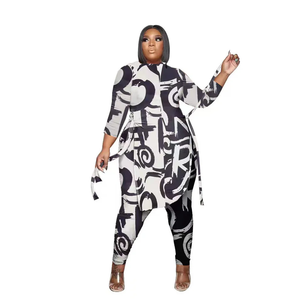 Plus Size 5xl Fashion Plus 4xl 2 Piece Set Woman o Neck Long Sleeve t Shirt Top Long Pants Set 4xl 5xl Plus Se 3xl 4xl 5xl 6xl