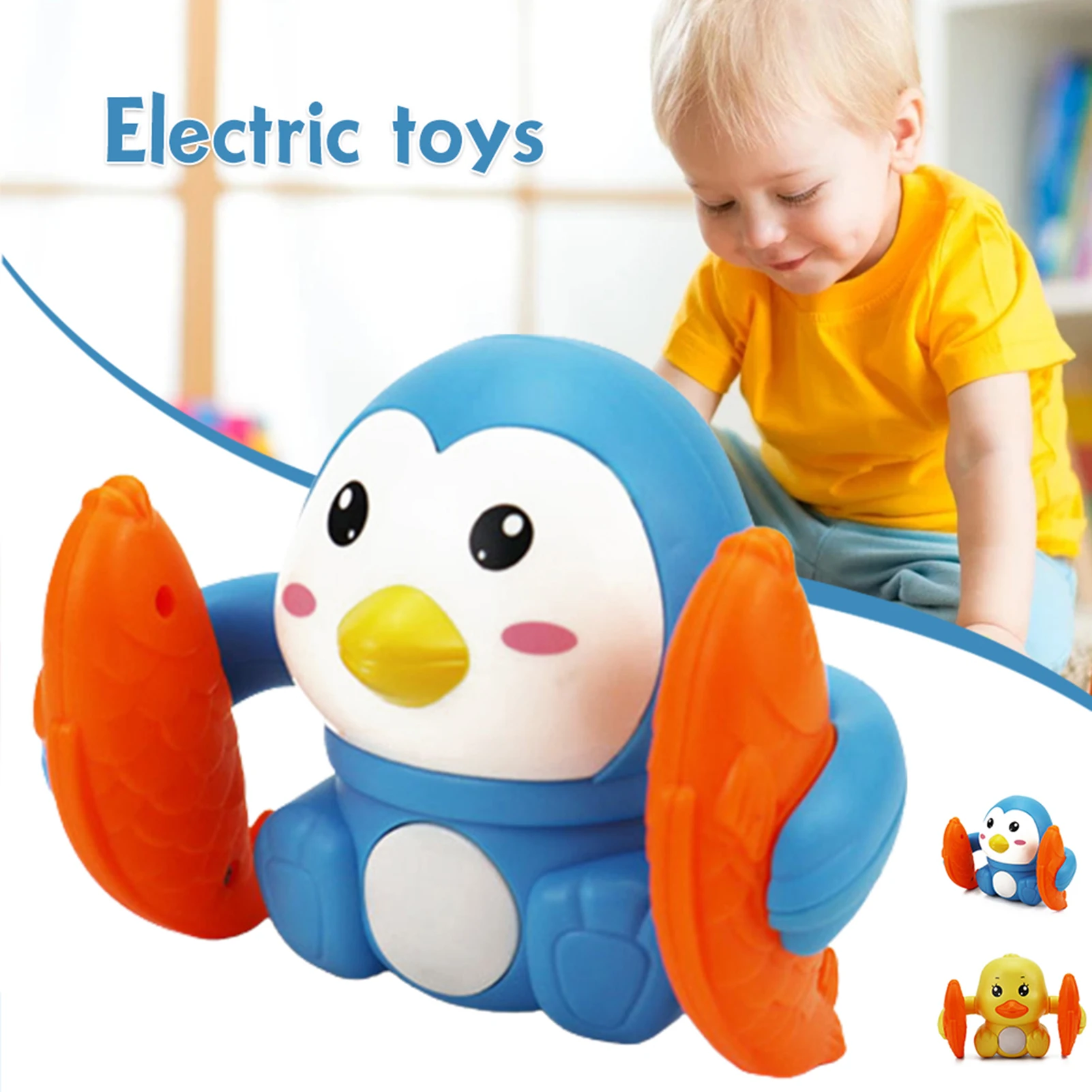 

Newly Duck/Penguin Walking Somersaults Baby Toys with Light Up and Music Toys Baby Interactive Toys Fun Voice-activated Flip