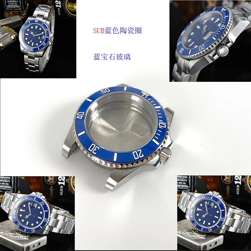 40mm Watch Case Set Stainless Steel Case + Strap Sapphire Glass Men's Watches for NH35/ NH36 Miyota 8215/821A 2813 3804 Movement enlarge