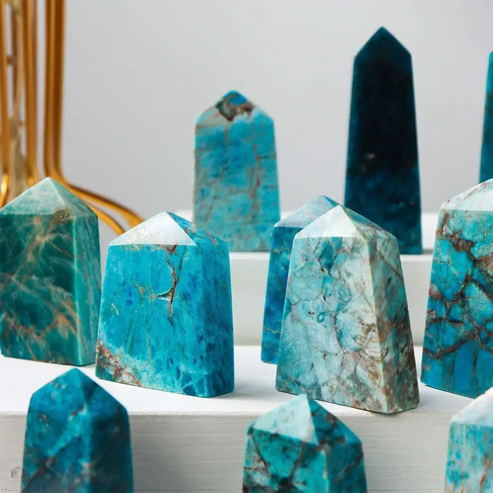

30-50g Stone Pillar Natural Blue Apatite Prism Ore Ornaments Office Energy Natural Specimen Stone Home Decoration Ore I0c0