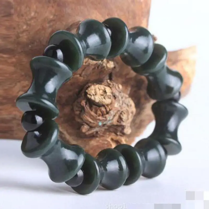 

Natural Green Jade Bamboo Bracelet Men Women Healing Gemstone Fine Jewelry Genuine Nephrite Hetian Jades Stone Bracelets Bangle