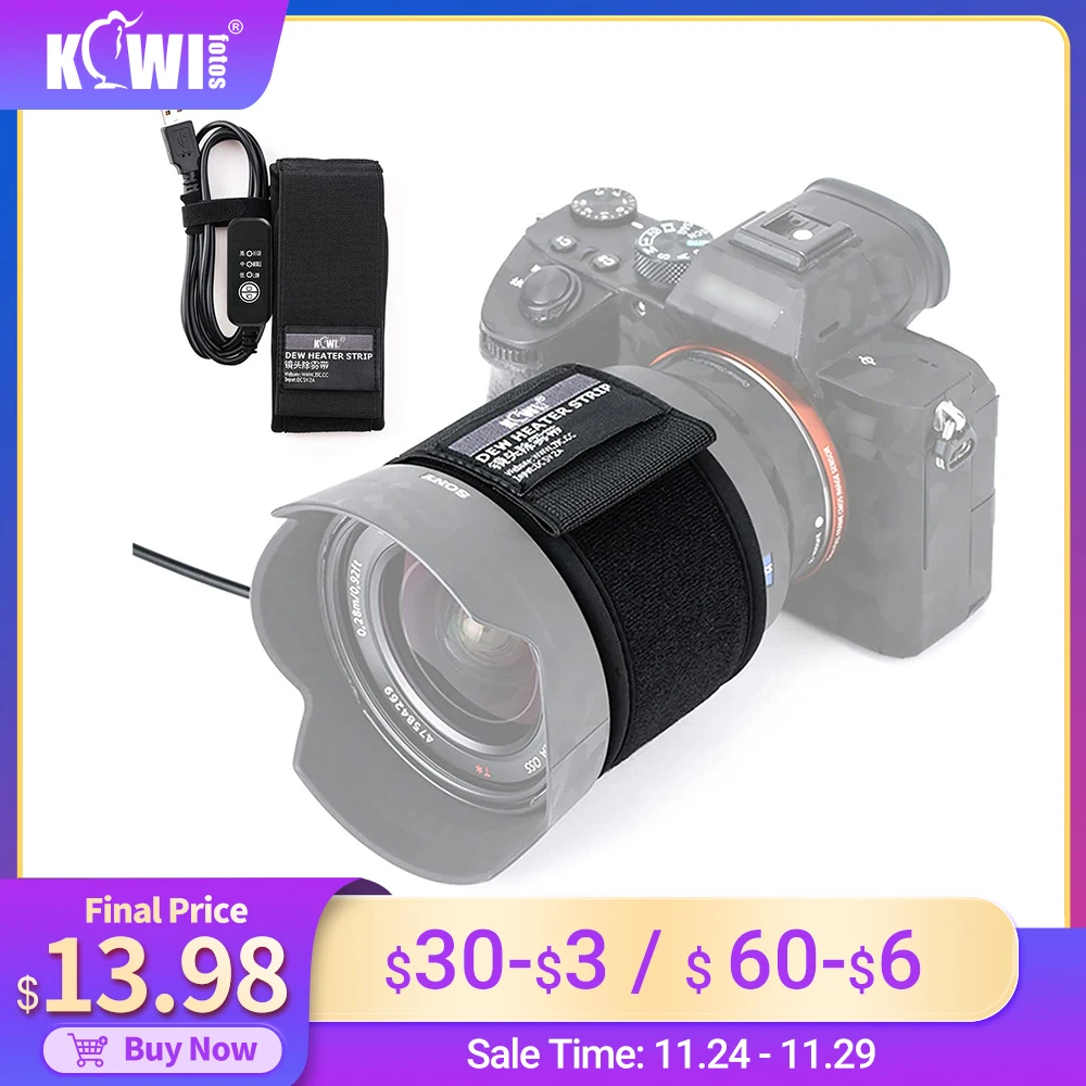 

KIWI USB Lens Warmer DSLR Camera Lens Dew Heater Strip For Nikon Canon Camera and Telescopes Lens Temperature Control Dew Heater