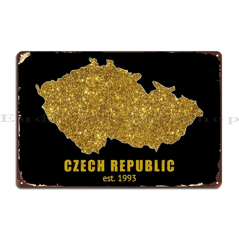 

Czech Gold Map Metal Plaque Poster Cinema Party Wall Decor Mural Tin Sign Poster