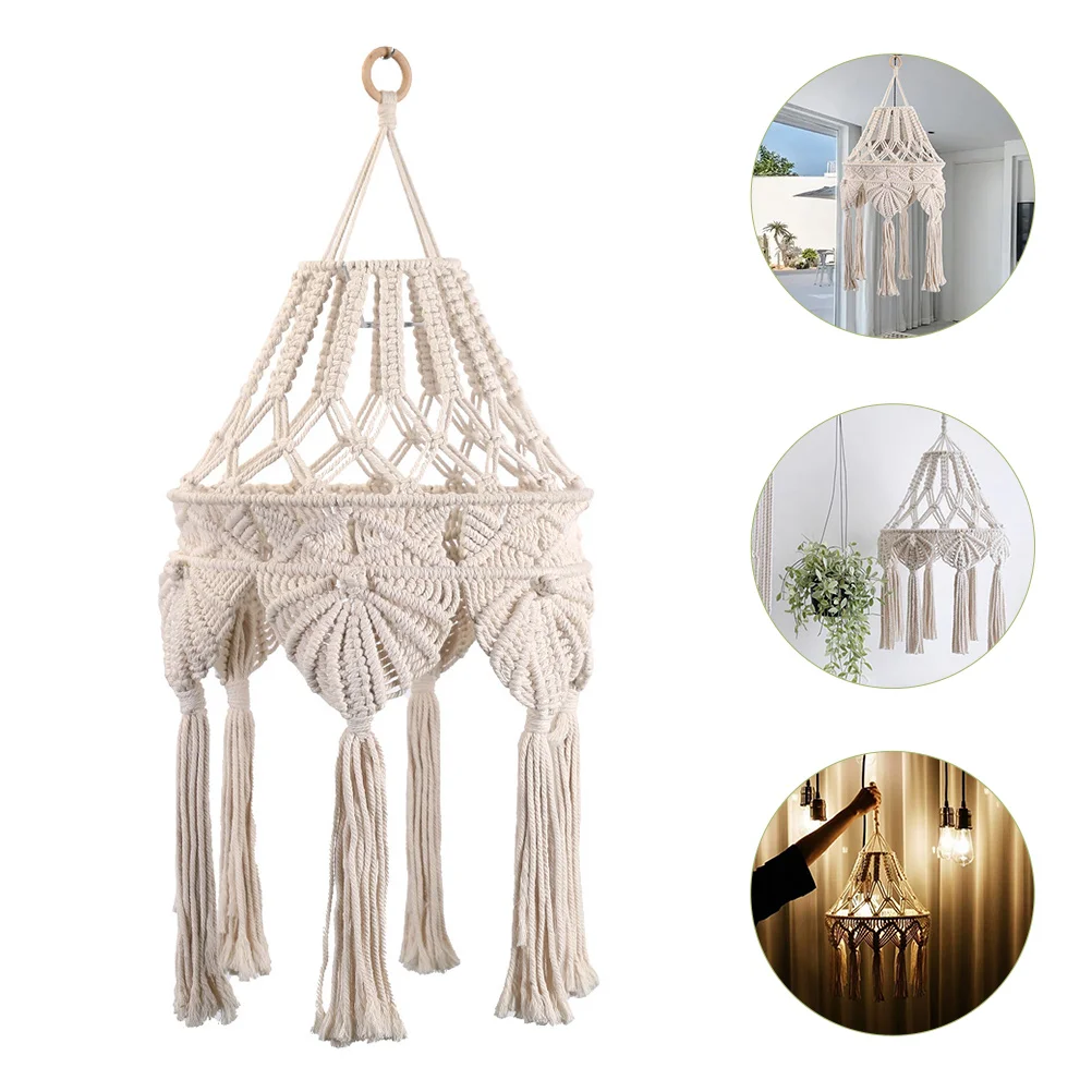 

Macrame Woven Lamp Shades Bohemia Style Lamp Cover Ceiling Hanging Lamp Shades