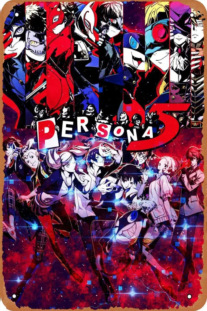 Persona 5 Vdeo Game Sgn Ретро Металлический Украшение стен дома и пещеры 12x8 nch