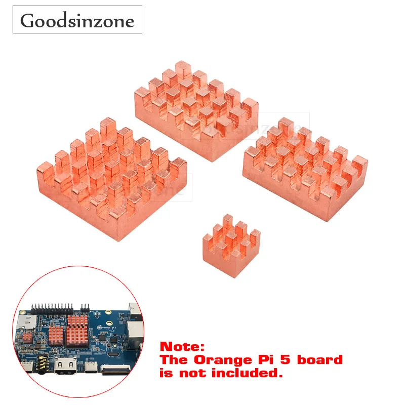 Медный радиатор для Orange Pi 5 (4 шт./партия) с теплопроводящей клейкой лентой