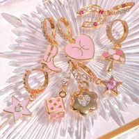 2022 new vintage heart yin yang tai chi earrings for women cartoon enamel dangles bohemia y2k party jewelry gifts