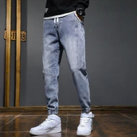 spring summer baggy mens cargo jeans fashion harlan cotton streetwear harajuku pants joggers elastic waist trousers male s 5xl