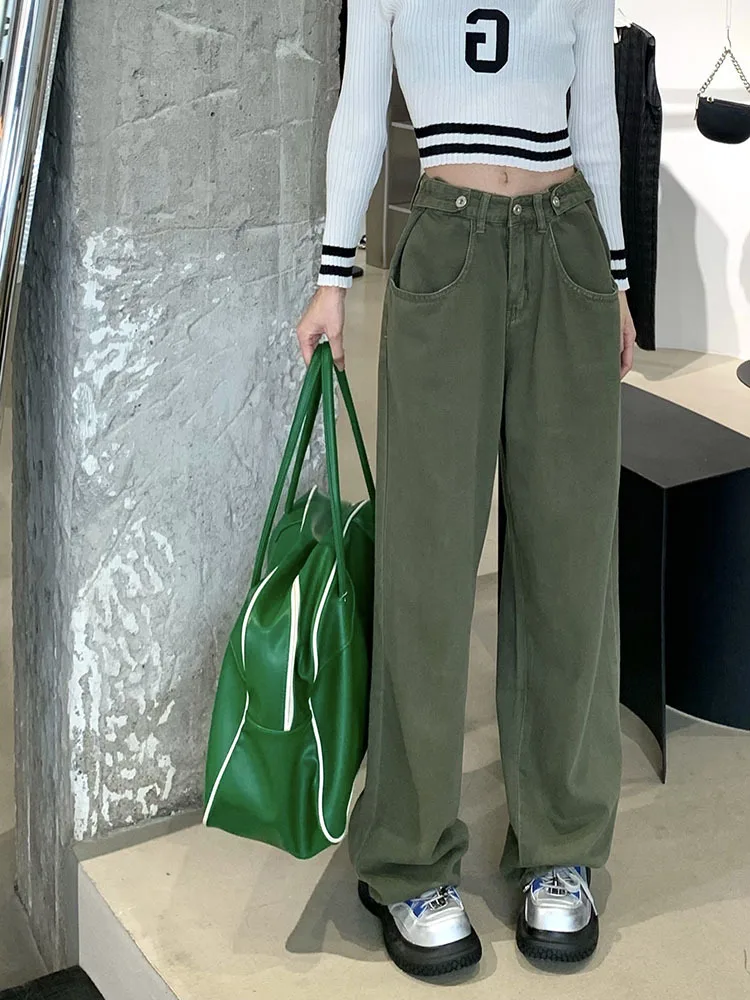 

Джинсы женские свободные с завышенной талией, прямые широкие брюки из денима, Повседневная Уличная одежда в винтажном стиле, Y2k, осень 2023