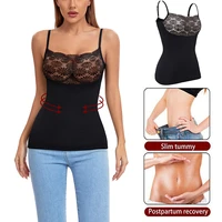 lace cami shapewear women body shaper tummy control flat belly patchwork camisole seamless essential tank top black all day vest