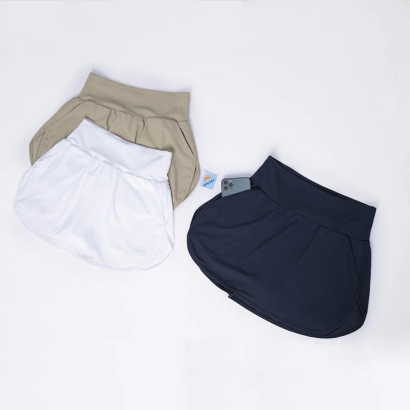 WISRUNING Fake 2-pcs Yoga Skirt Sport Shorts for Woman Leggings for Fitness Sportswear for Gym Outfit Workout Pant Running Tight