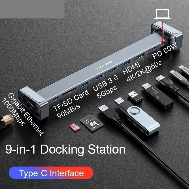 

Док-станция для ноутбука с разъемом Type-C на USB 3,0 и поддержкой HDMI
