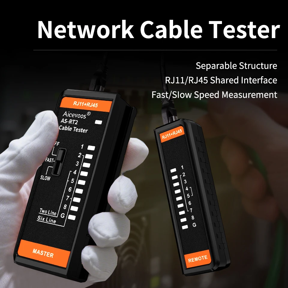 Фото Многофункциональный тестер сетевого кабеля Aicevoos с RJ45 и RJ11, точное тестирование для ремонта сети, тестер маршрутизатора, искатель линий №1