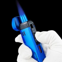 guevara metal cigar cigarette tobacco lighter torch jet flame refillable with punch smoking tool accessories portable gift box
