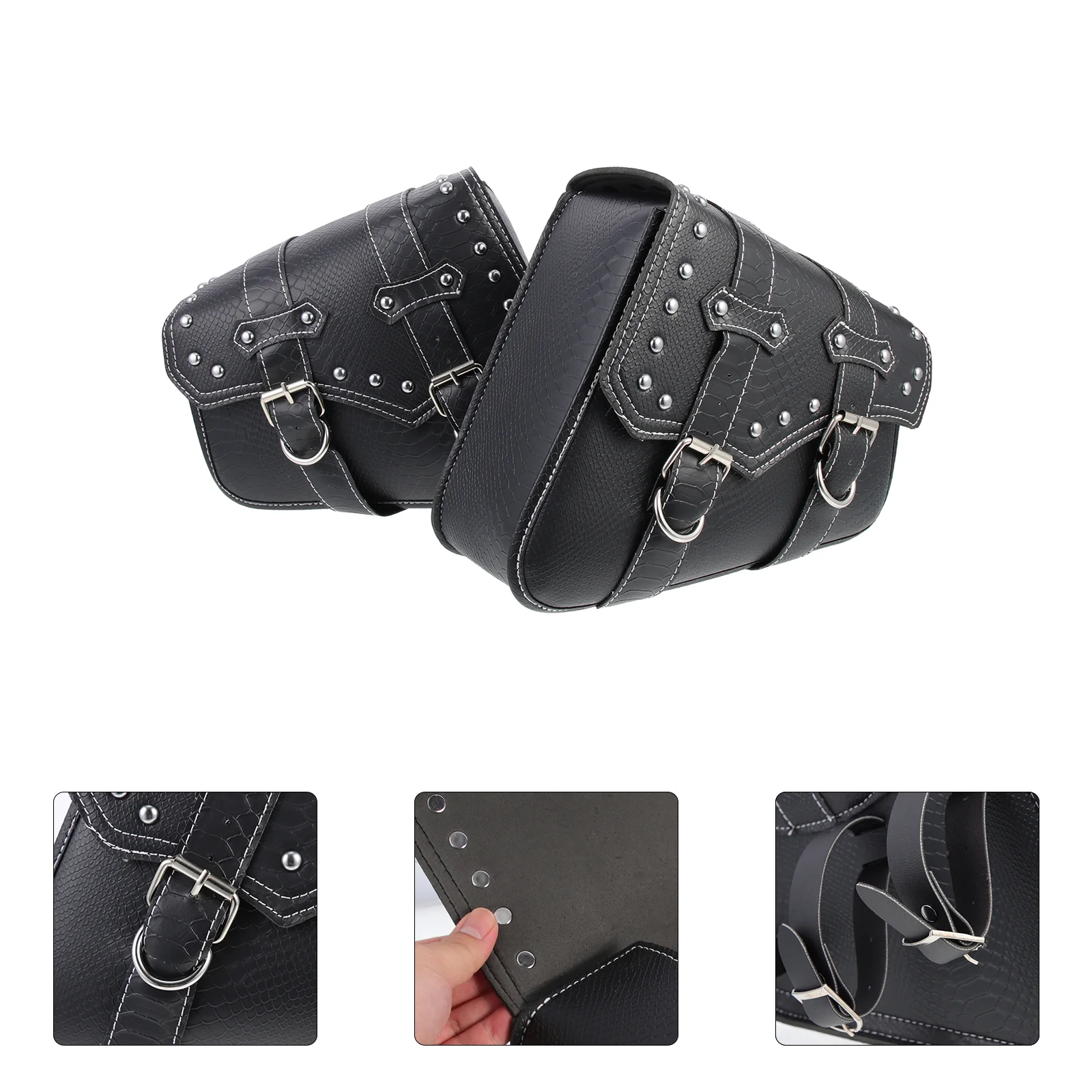 

Motorcycle Side Bag Holder Tool Kit Motorbike Tail Skin Retro Storage Organizer