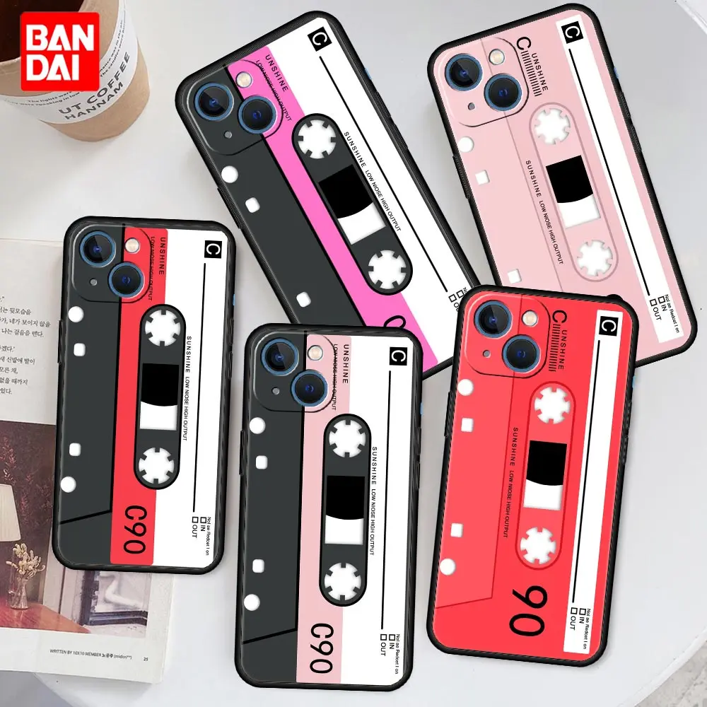 

Cassette Tape Classic Case for iPhone 13 12 11 X XS Pro Max 6 6s 7 8 Plus SE XR 12pro 13pro Mini Cover Matte Black Silicone Thin