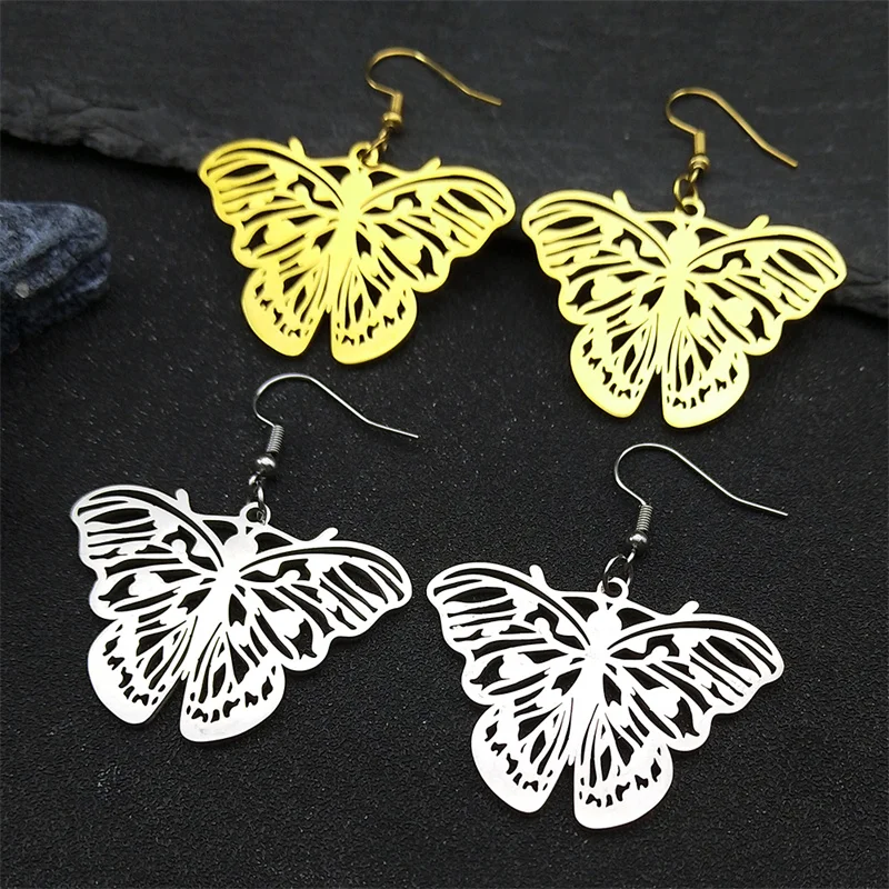 Полые серьги-кольца с бабочкой и цветком для женщин мужчин серьги-капли из