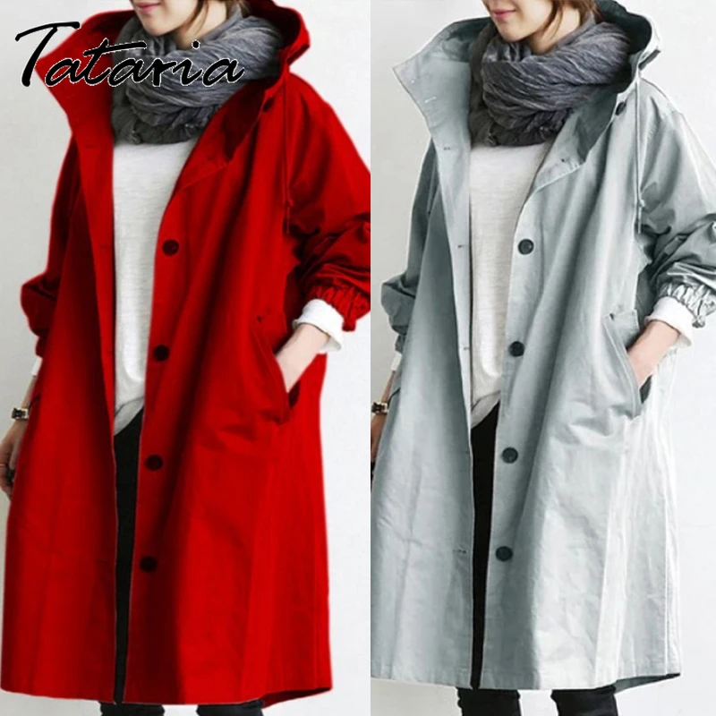 2022 осеннее пальто для женщин большой размер однотонная ветровка с карманами и