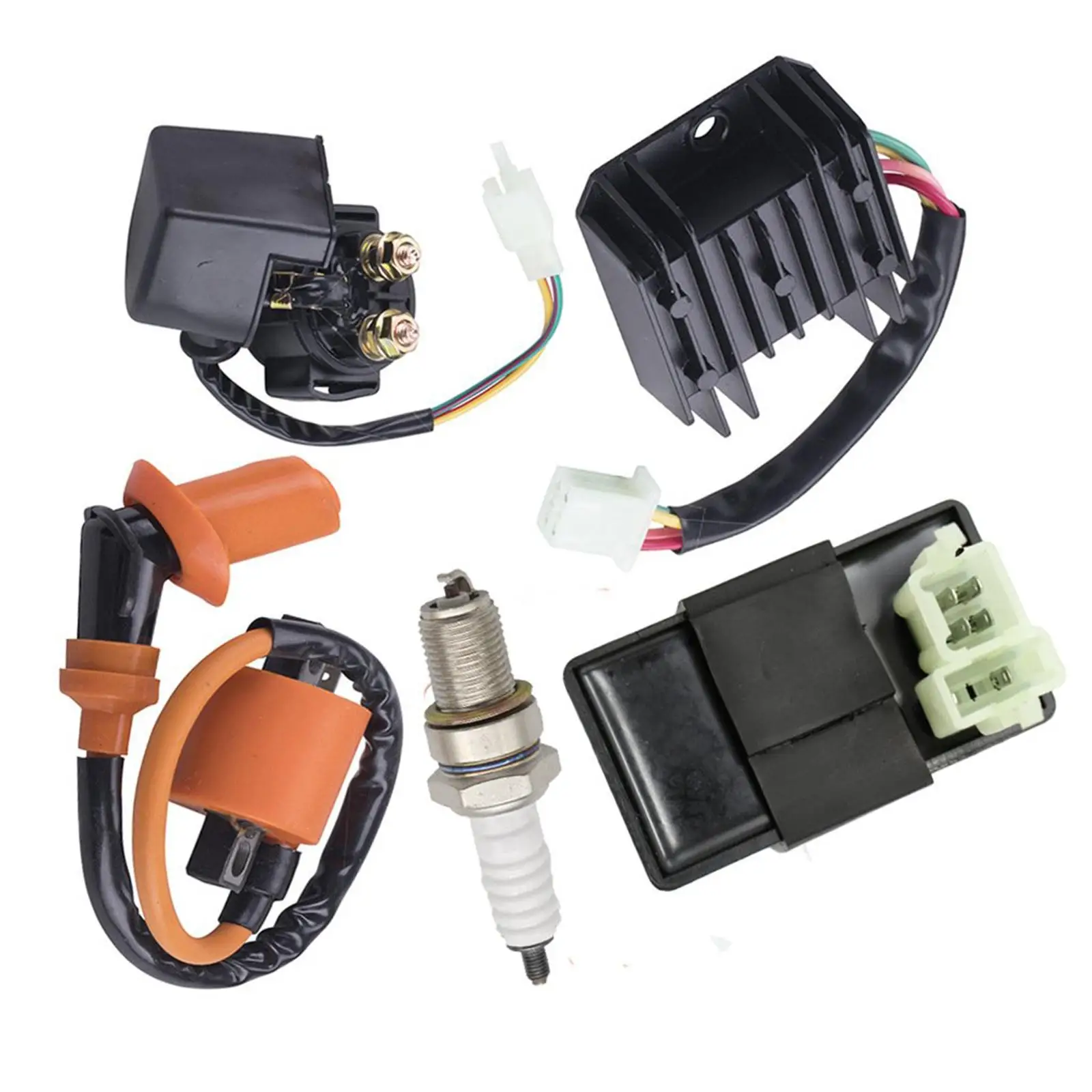 

Ignition Coil Spark Plug Regulator Rectifier Cdi for 125cc 150cc 200cc ATV Dirt Bikes Quad Mopeds Replacement Parts