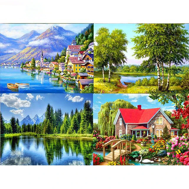 

DIY 5D алмазная живопись наборы мозаика пейзаж Алмазная вышивка Стразы Вышивка крестиком Декор подарок