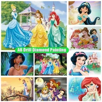 diy ab diamond embroidery disney cartoon princess girl mosaic diamond painting round daimond painting kid gift home decor ll38
