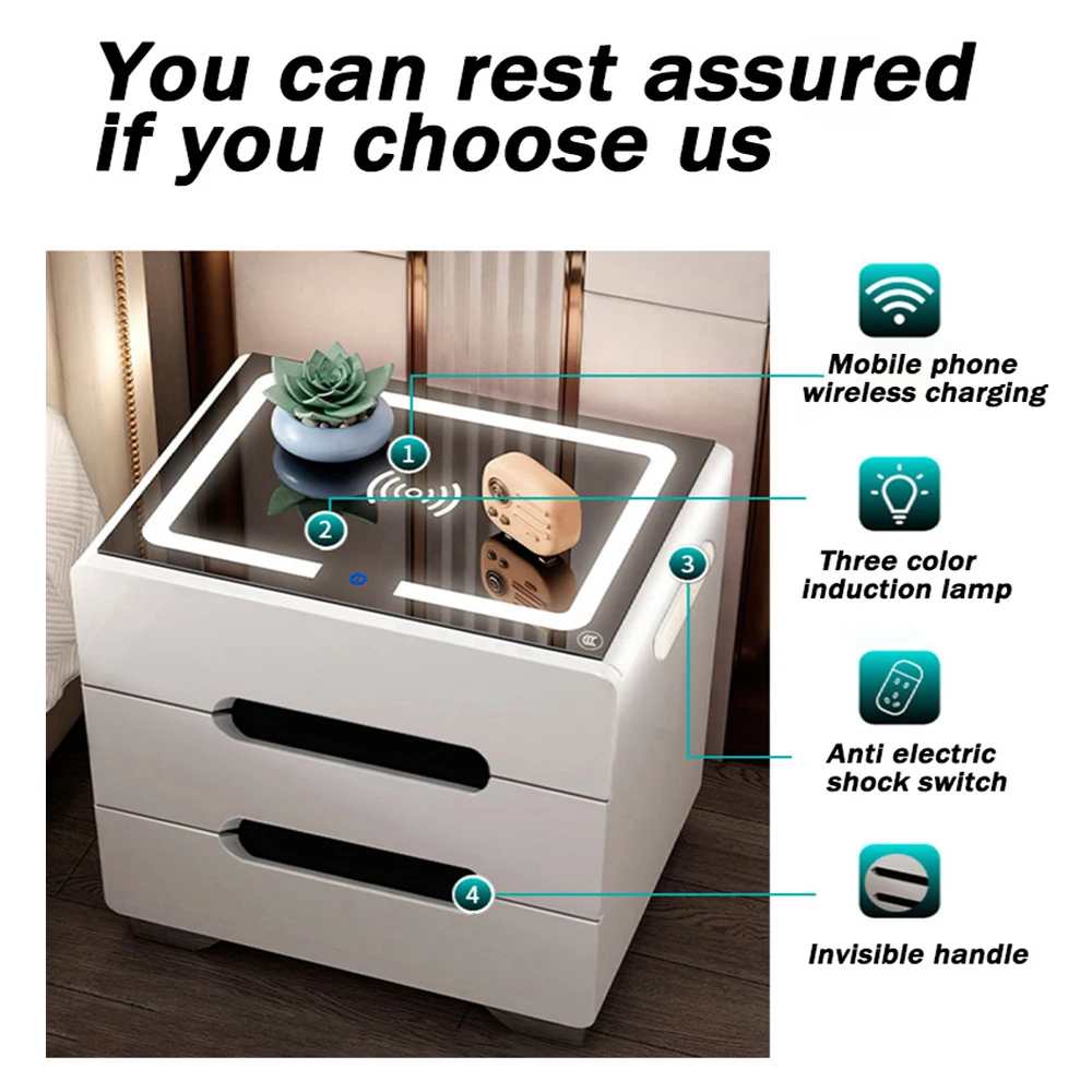 Умная прикроватная тумбочка шкафчик для хранения в спальню современная простая