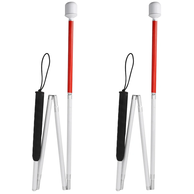 

HOT-2X Aluminum Folding Cane 4-Sec Folding Cane With Rolling Tip For Blind Walking Stick