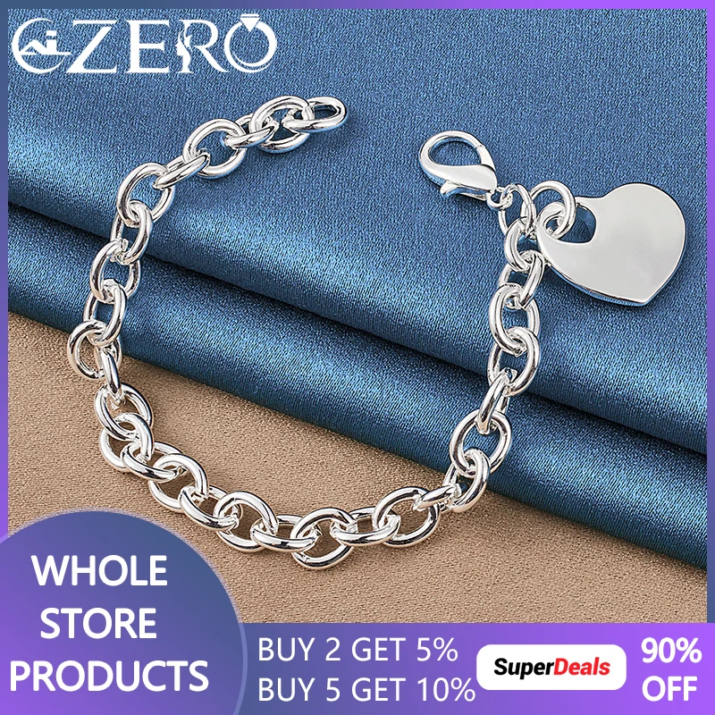 

ALIZERO 925 Sterling Silver Heart Bracelet Chain For Women Wedding Engagement Party Fashion Charms Jewelry Valentine Gifts