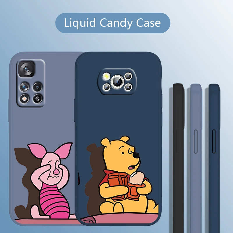 

Winnie the Pooh Cute Phone Case Xiaomi POCO M4 X4 F4 C40 X3 NFC F3 GT M4 M3 M2 Pro C3 X2 4G 5G Liquid Rope Cover Coque Capa