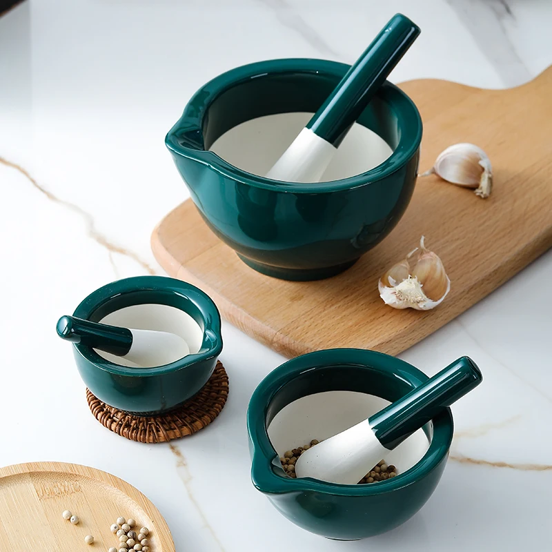 

Ceramic Pestle Mill Mortar Manual Grinder Pepper Manual Spice Mill Gravity Blender Container Tempero Kitchen Utensils OC50YM