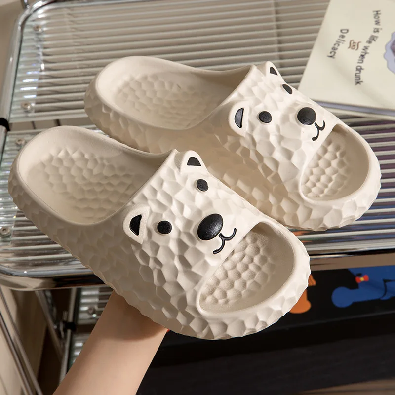 New Cute Bear Family Slipper for Womens Spring Summer Home Slippers Indoor Antiskid Sandals Soft Soles Breathable Shoes Slides