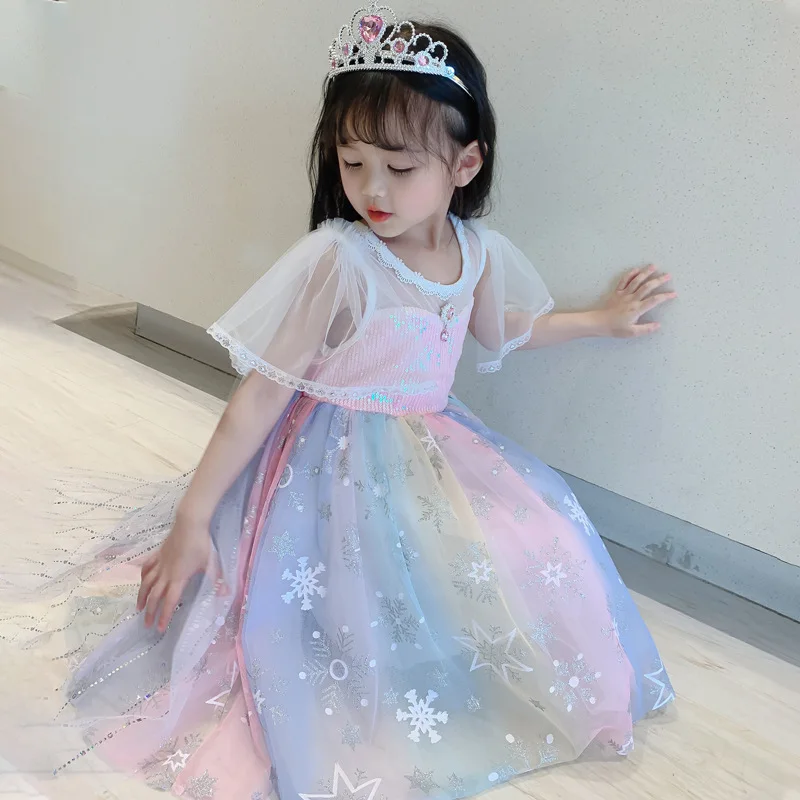 

2022 New Summer Elsa Princess Dress For Children Girls Princess Cosplay Costume