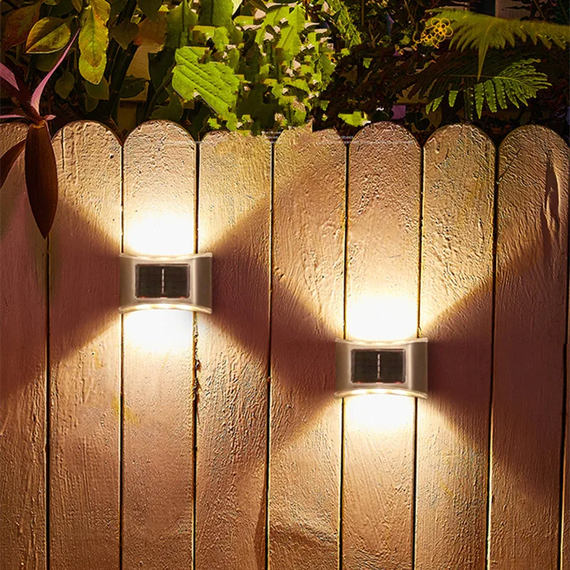 

6Led Solar Wall Lamp Outdoor Garden External Wall Sconce For Terrace Balcony Fence Street Light Up And Down garden lighting