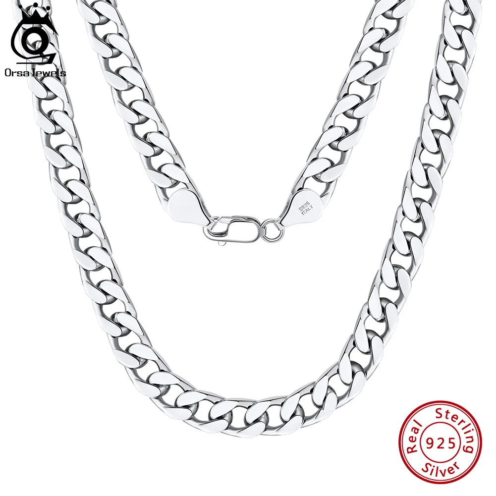 ORSA JEWELS 925 Sterling Silver Punk 6mm Diamond Cut Cuban Link Chain Necklace for Men Women Hiphop Thick Chain Jewelry SC69