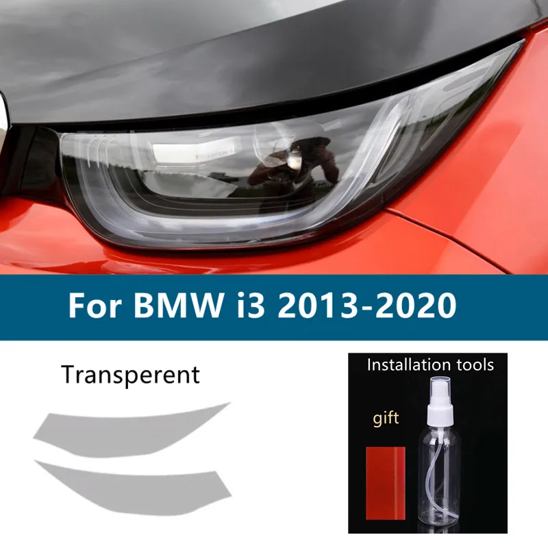 2 Pcs For BMW i3 2013-2020 Car Headlight Tint Smoke Black Protective Film Vinyl Protection Transparent TPU Sticker Accessories