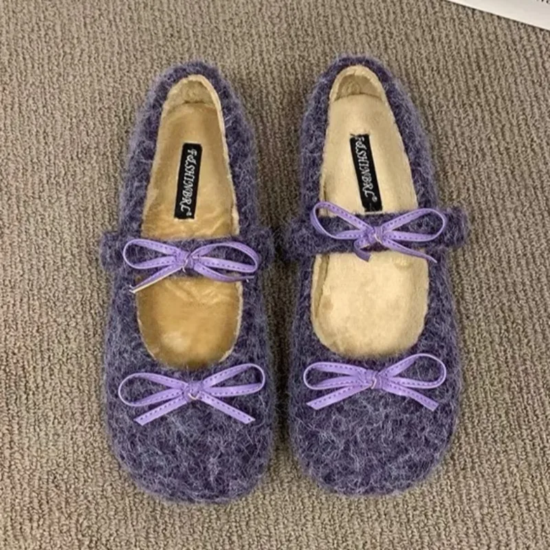 Новые зимние хлопковые туфли на плоской подошве женские с круглым носком и