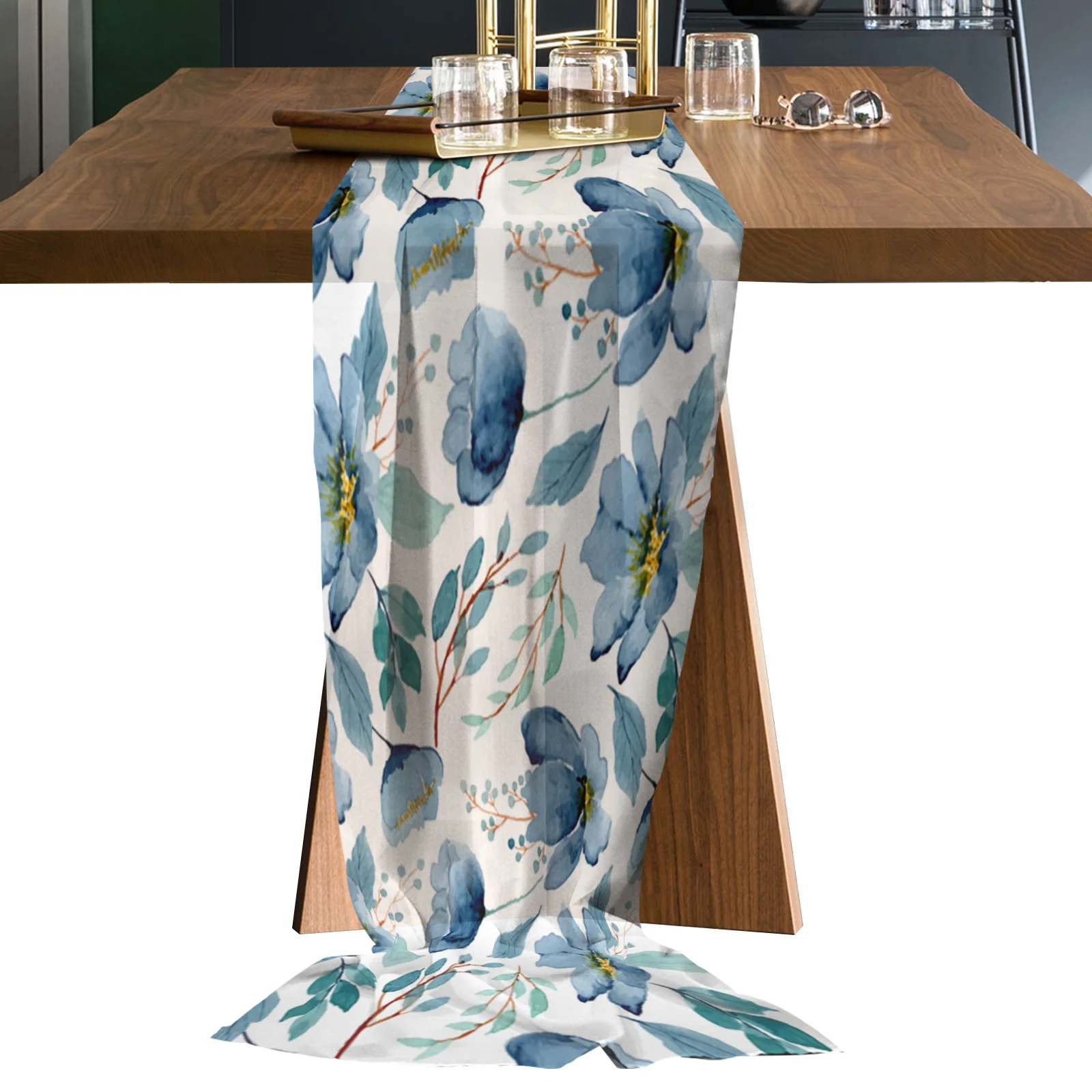 

Летняя прозрачная шифоновая скатерть с акварельными цветами для свадебной вечеринки