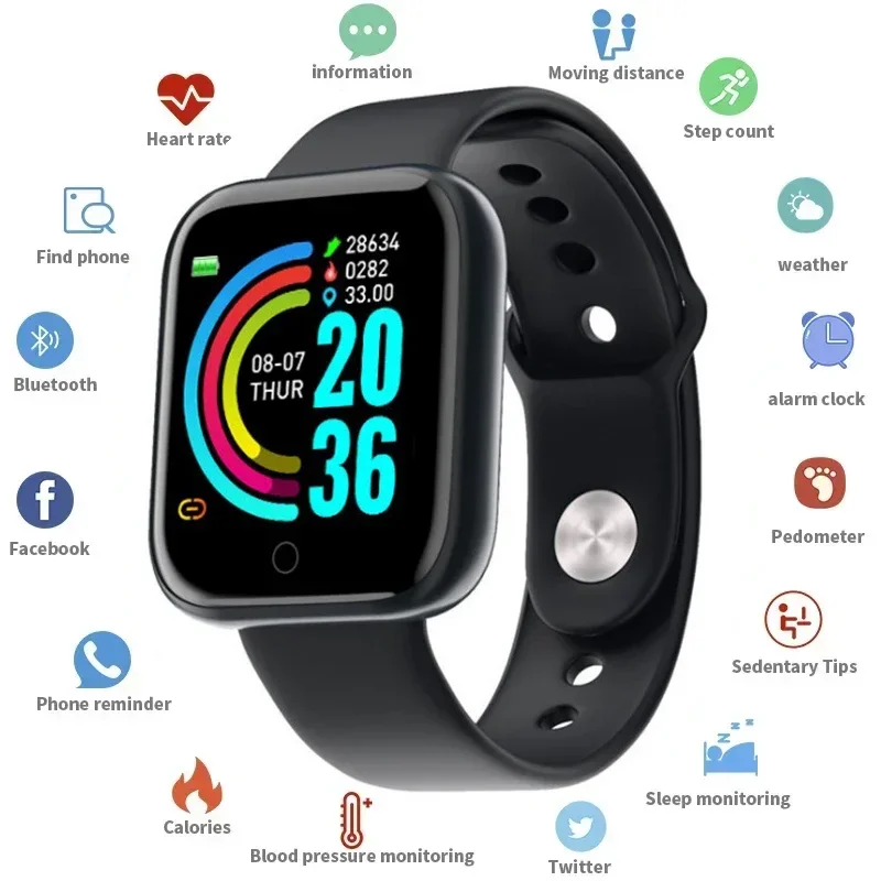 

Новинка, спортивный фитнес-браслет, Смарт-часы Y68, шагомер, Bluetooth, напоминание, сердечный ритм, артериальное давление, смарт-браслет для Xiaomi Huawei