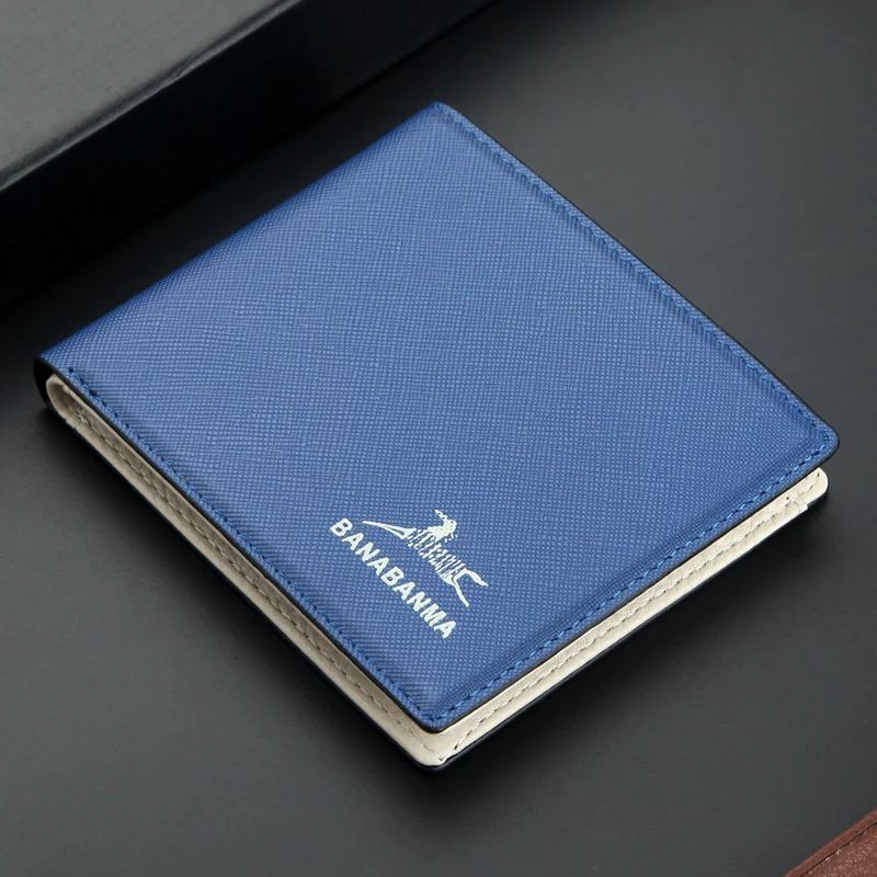 

Men's Horizontal Style PU Wallet Fashion Youth Portable Small Card Bag Classic 2-fold Short Coin Purse